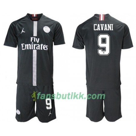 Fotballdrakt Paris Saint Germain Cavani 9 Jodan Svart Barn Tredjetrøye 2018-2019 Kortermet